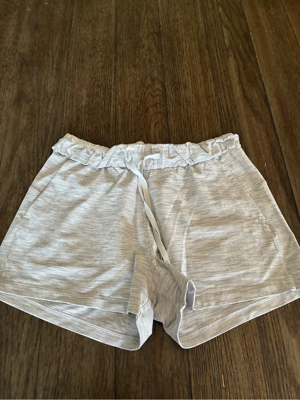 lululemon athletica Light Gray Striped Athletic Shorts